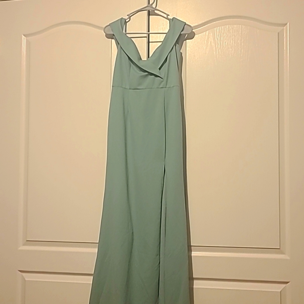 Sea green long dress